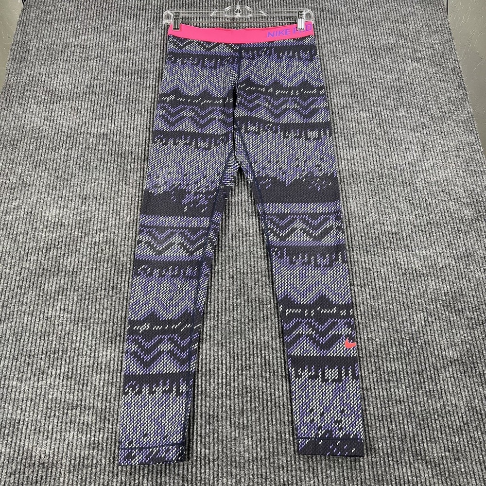 Nike Pro Dri Fit Leggings‎ Womens Medium Purple Pink Gym Training Workout